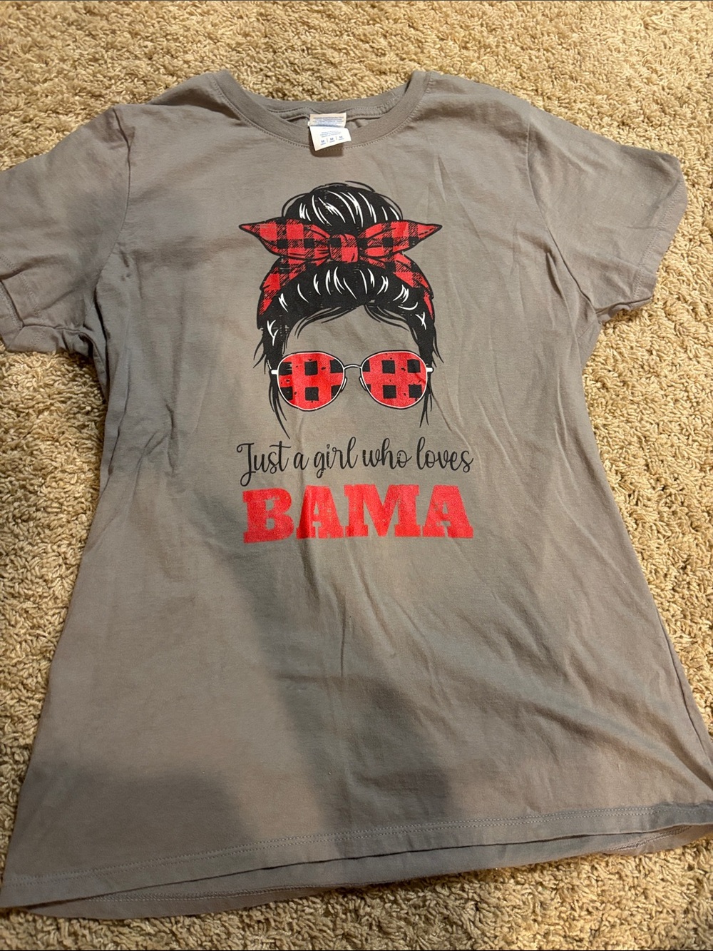 Port and Company Gray T‑Shirt with Red Graphic 'BAMA'